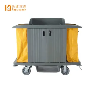 AF08172 Hotel Room Guest Multifunction Plastic Cleaning Service Trolley Housekeeping Laundry House Keeping Cart With Doors