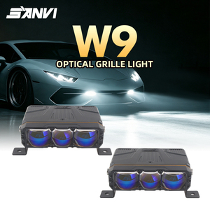 Luz LED para Parrilla W9, 12 Chips, Doble Solenoide, 3 Luces Bajas, 3 Luces Altas, Lámpara Óptica para Parrilla, Impermeable, Luz para Auto - Product Image 1