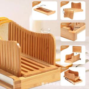 Bamboo Bread Cutting And Storage Tray Rectangle Multifunctional With Breadcrumb Collector For <b>Kitchen</b> Use - Product Image 3