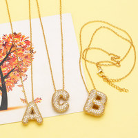 ASJEWELRY Chunky 26 Letras Nombre Personalizado Collares 18K Chapado en Oro Burbuja Inicial Collar para Mujer 2408 nkeb798
