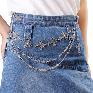 โซ่คาดเอวโลหะรูปทรงกากบาทหลายชั้น โลหะผสมสังกะสี สไตล์ฮิปฮอป สำหรับใส่ทุกวัน แฟชั่นเครื่องประดับร่างกาย - Product Image 2