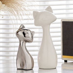 Novedad personalizada al por mayor figurita de gato de cerámica para pintar decoración de arte figurita de cerámica de gato belleza serena y espíritu juguetón - Product Image 3