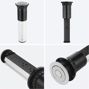Prise de courant escamotable manuelle de table avec USB, prise de courant escamotable pour <span class=keywords><strong>cuisine</strong></span> et bureau avec <span class=keywords><strong>multiprise</strong></span> intégrée, bande d'alimentation rétractable - Product Image 5