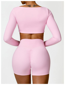 Premium Women's Long Sleeve High Elastic Girls Soft Push up <strong>Supportive</strong> Sports Yoga <strong>Crop</strong> <strong>Top</strong> - Product Image 2