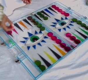 Jeu de société élégant arc-en-ciel mauvais œil Design acrylique Backgammon Design <span class=keywords><strong>fantaisie</strong></span> Lucite échiquier jeu adulte - Product Image 4