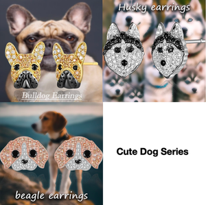 Serie Canina - Pendientes de Aleación con Micro Pavé de Diamantes de Imitación, Diseño Creativo de Perro, Novedad en Oferta, Accesorios de Joyería Versátiles y a la Moda - Product Image 1