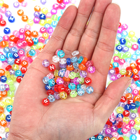 Perles de lettres en acrylique 7 mm, perles rondes alphabet, couleurs mélangées, pour la fabrication de bracelets, colliers, bijoux, artisanat fait main