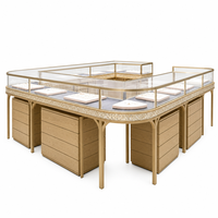 Comptoir d'exposition de bijoux en forme de U personnalisé, vitrine en verre avec armoire à tiroirs en bois pour la vente en gros de bijoux