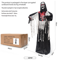 2026 Neuer elektrischer schwingender schwarzer Roben-Zombie als stehender Geist – Horror-Deko-Atmosphärenornament für Halloween-Escape Rooms