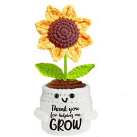 Fleurs artificielles tissées à la main en laine, motif tournesol bonsaï, cadeau de Fête des Mères, ornement floral simulé