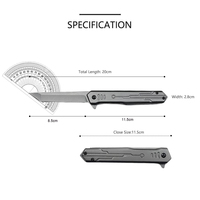 Couteau de poche en acier inoxydable plaqué titane gris, couteau pliant multifonction, manche entièrement en acier, couteau de camping avec étui