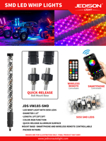Antenne LED de 1,8 pouce, étanche, Plug and Play, dégradé multicolore, télécommande RF via application, IP67 pour ATV UTV