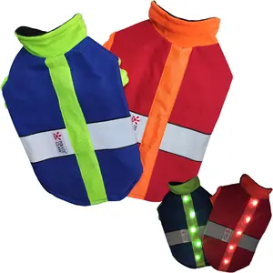 Veste de sécurité réfléchissante pour chien, imperméable, respirante, coupe-vent, éclairage LED, vêtements chauds, automne hiver