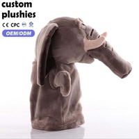 Marionnette en peluche d'éléphant personnalisée en usine, ultra-douce, en peluche courte, universelle pour l'interaction parent-enfant