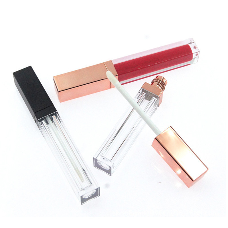 Hot square rose gold lip gloss tubes custom logo private label printing