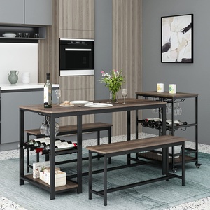 <span class=keywords><strong>Mesa</strong></span> <span class=keywords><strong>de</strong></span> <span class=keywords><strong>Cocina</strong></span> y Banco para 4 Personas, Juego <span class=keywords><strong>de</strong></span> <span class=keywords><strong>Mesa</strong></span> <span class=keywords><strong>de</strong></span> Comedor <span class=keywords><strong>de</strong></span> Madera Rústica, <span class=keywords><strong>Mesa</strong></span> <span class=keywords><strong>de</strong></span> Desayuno <span class=keywords><strong>con</strong></span> Ganchos, Botellero y Portavasos - Product Image 3