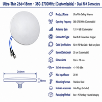 Antenne de plafond ultra-mince avec câble de 25 cm, accessoire de fixation pour trou, large bande omnidirectionnelle 380-2700 MHz, antenne DAS intérieure