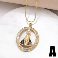 Vintage Design Chapelets Religieux Catholique Jésus 18k Plaqué Or Incrusté CZ Zircon Pendentif Collier Usine Directement