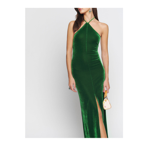 <span class=keywords><strong>Abito</strong></span> da sera in velluto maxi <span class=keywords><strong>abito</strong></span> da sera in velluto con spacco anteriore <span class=keywords><strong>verde</strong></span> <span class=keywords><strong>smeraldo</strong></span> - Product Image 2