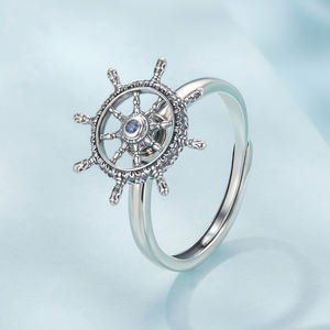 925 argent rotatif volant anneau <span class=keywords><strong>réglable</strong></span> oxydé <span class=keywords><strong>ancre</strong></span> anneau Vintage modèles pour femmes Punk bijoux SCR1141 - Product Image 1