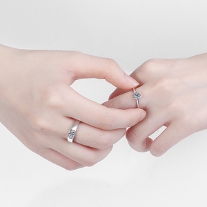 925 Sterling Silver Korean Version Moissanite <strong>Ring</strong>, <strong>Couple</strong> <strong>Ring</strong> for Men and Women - Product Image 4