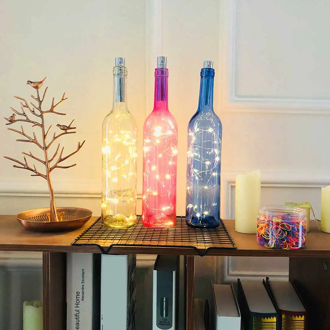 Lampu LED Cork Bentuk Botol, Lampu Stopper Kaca Anggur Warna-warni LED String Lampu