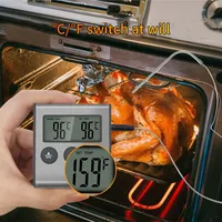 Termometer Memasak Digital Dapur untuk Daging dan Makanan, Termometer Suhu untuk Oven, BBQ, Panggangan, dengan Fungsi Timer dan Probe Pengukur Panas untuk Memasak