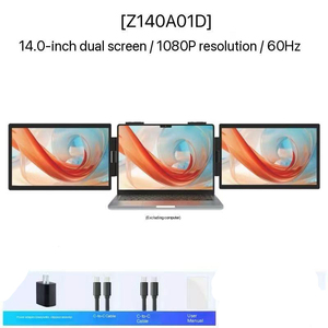 شاشة محمولة مزدوجة للحاسوب المحمول مقاس 14 بوصة، لوحة IPS بدقة 1080p وتردد 60 هرتز، شاشة HDR محمولة بمنفذ Type-C للأعمال والسفر - Product Image 3