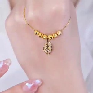 Golden Leaf Necklace For Women 18k Gold Clavicle Chain Micro Insert Leaves Design Everyday Wear - Product Image 2
