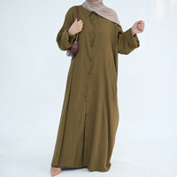 Vente en gros plus doux élégant robe modeste pour les femmes musulmanes coton lin respirant couleur deux pièces ensemble manches évasées1.1kg
