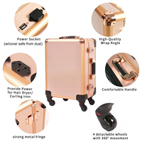Espejo de Maquillaje Profesional con Iluminación LED, Portátil, con Ruedas, 4 Patas Telescópicas, Atenuador Táctil, 4 Niveles, Color Oro Rosa CF
