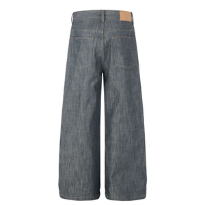 <span class=keywords><strong>Jeans</strong></span> da Uomo Personalizzati in Denim Grezzo Selvedge con Patta in <span class=keywords><strong>Pelle</strong></span> Lavorata, Gamba Larga, Stile Western Floreale Goffrato, Bottoni Ornamentali, Artigianali e <span class=keywords><strong>di</strong></span> Stile Heritage - Product Image 3
