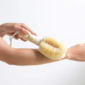 Custom Logo 100% Pure Natural Sisal Bristle Beauty Jute Dry Brushing Body Skin Bath organic Body cleansing Brush