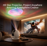 Mini projecteur LED USB avec applications intégrées, système Android 14, 260 ANSI, WiFi, vidéo, veilleuse, étoile de Noël, lampe d'ambiance pour plafond