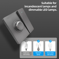 Interrupteur rotatif flexible à LED avec variateur de vitesse pour ventilateur électrique 1 gang avec variateur 500W Interrupteur de commande de réglage et prise