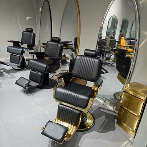 Chaise de coiffeur moderne en or noir robuste avec repose-pieds siège de coiffeur inclinable élégant et confortable pour salon de <span class=keywords><strong>coiffure</strong></span> - Product Image 4