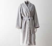 Robe de chambre d'hiver pour femme en flanelle à bulles, col châle, avec poches plaquées, couleur unie, personnalisable, vente en gros