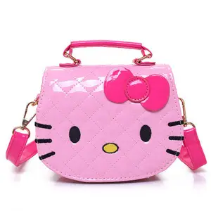 2022 luxury toddler kids girls pu leather cat kitty charm wallet borsa a tracolla portamonete portamonete piccolo kitty cat