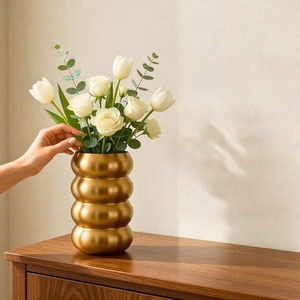 Metal Flower Vase for <b>Home</b> Decor Table Top Decorative Flower Vase for Living Room Bedroom Office Modern Centerpiece - Product Image 5