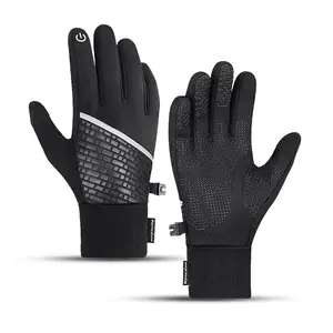 Supplier winter outdoor riding warm touch screen gloves windproof reflective strip sports cycling gloves