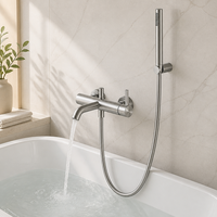 Ensemble Mitigeur de Douche et Baignoire pour Hôtel, 100% Sans Plomb, en Acier Inoxydable 316, Robinet Mélangeur de Bain avec Douchette à Main pour Projet de Rénovation