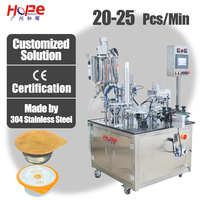 Machine de remplissage et de scellage de chaleur de tasse à tête unique rotative Machine de remplissage de scellage de sauce de gelée de yaourt au miel de jus automatique
