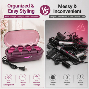 Juego Profesional de Rizadores de Pelo Calentables, 10 Rizadores, 10 Pinzas, Calentamiento Rápido en 90s, Kit Eléctrico para Rizar el Cabello, Estuche de Almacenamiento para Hogar, Hotel, RV - Product Image 3
