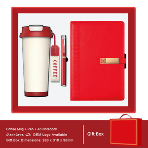 Ensemble cadeau de tasse à café avec logo personnalisé + stylo + carnet, accessoires de bureau haut de gamme pour les promotions d'entreprise et les cadeaux d'affaires - Product Image 1