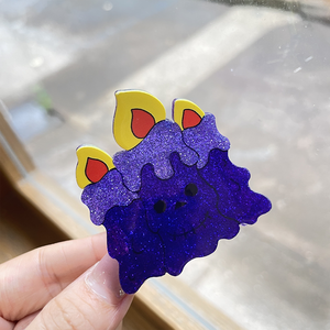 กิ๊บหนีบผมอะคริลิคฟักทองฮาโลวีนของผู้หญิงหมวกวิเศษและคลิปหนีบผมการ์ตูนค้างคาวทำจากอะซิเตทที่ทนทาน - Product Image 2