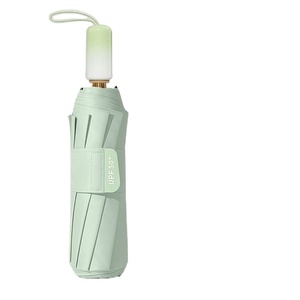 Parapluie pliant anti-UV dégradé de couleurs, portable, pour femme, avec revêtement noir, protection UV, extra-large, renforcé, semi-automatique - Product Image 1