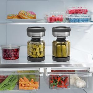 Recipientes de Plástico para Almacenamiento de Alimentos, Separación de Líquidos y Sólidos, Tarro para Encurtidos con Colador Abatible - Product Image 3