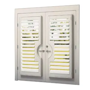 Modern Design French Style Door Wood Window Plantation Shutter