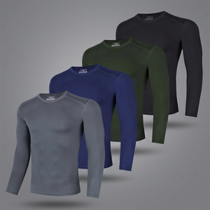 Camiseta Deportiva de Manga Larga con Cuello Redondo, Color Sólido, Absorbe el Sudor, Transpirable, Secado Rápido, Corte Regular, Manga Larga, para Yoga - Product Image 1