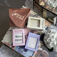 Boîte rigide haut de gamme pour nail art avec fenêtre transparente, finition brillante, logo estampé à chaud et éponge intégrée